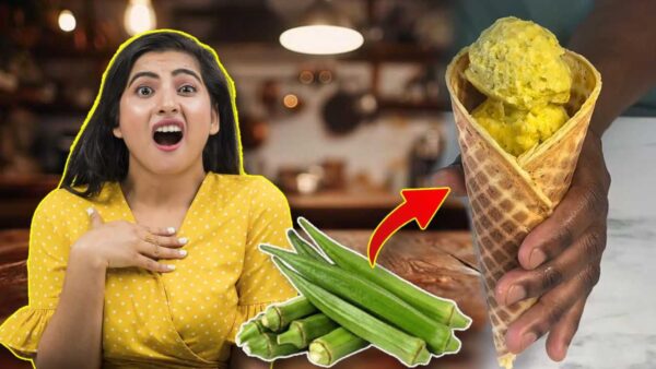 Man Prepares Green Ice Cream made out of Bhindi Viral Video