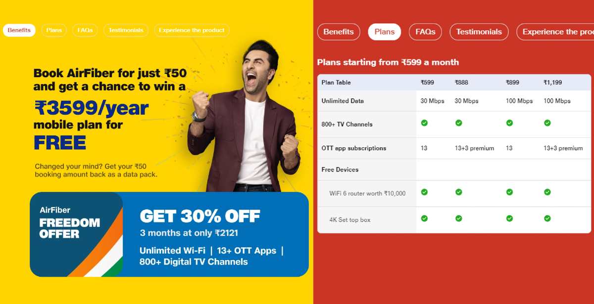 Jio Fiber freedom Offer with Free Rs3599 Recharge