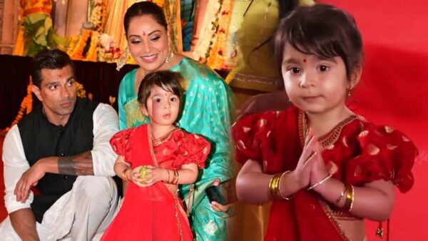 Bipasha Basu Daughter Devi Cute video on Durgapuja goes Viral