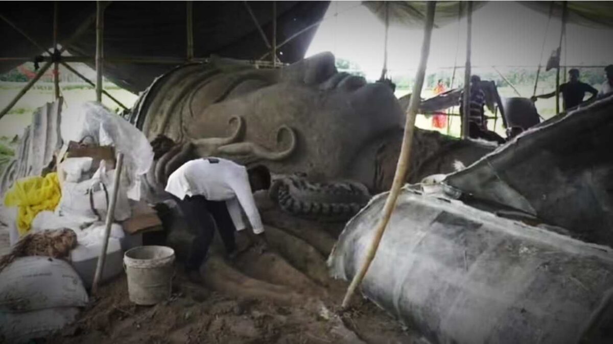 Nadia Dhantala Worlds Largest 112 Feet Idol Durgapuja Stopped