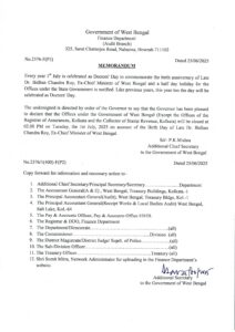 Holiday notification for Bidhan Chandra Roy