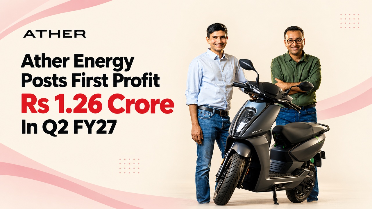Ather Energy Q2 FY27 first profit of Rs 1.26 crore with revenue up 63 percent