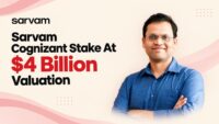 Pratyush Kumar, cofounder of Sarvam AI, beside the Sarvam wordmark