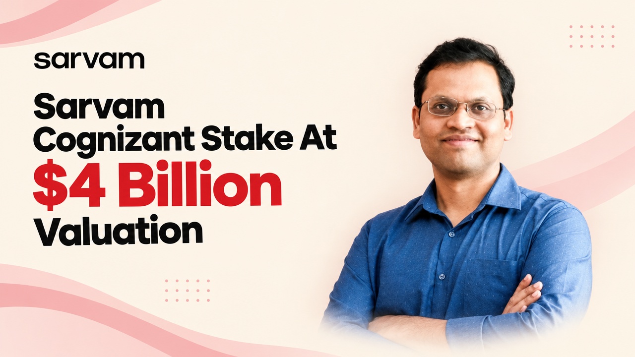 Pratyush Kumar, cofounder of Sarvam AI, beside the Sarvam wordmark