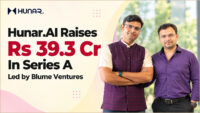 Hunar.AI founders and logo card for the Rs 39.3 crore Series A round led by Blume Ventures
