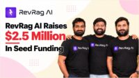 RevRag AI founders with the RevRag AI logo, USD 2.5 million seed funding round led by Accion Ventures and Cedar Hill Capital