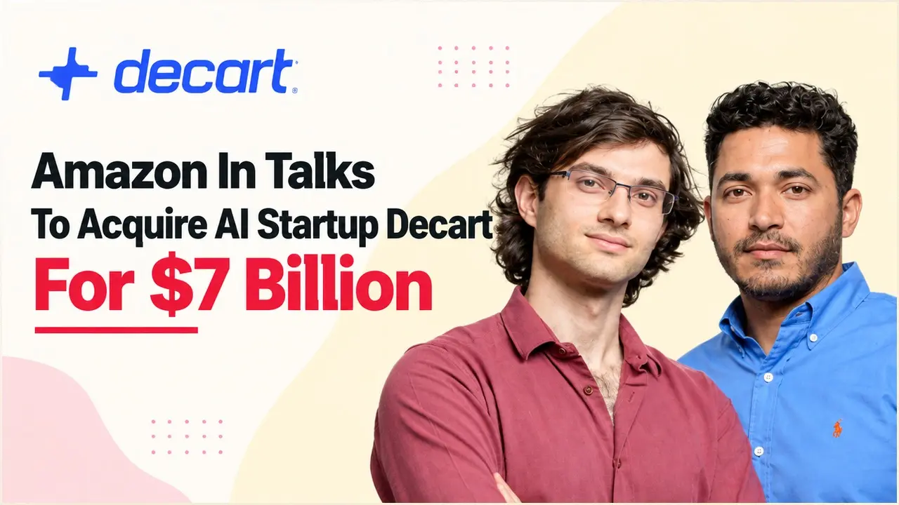 Decart founders Dr. Dean Leitersdorf and Moshe Shalev with the Decart logo, reported Amazon acquisition of around USD 7 billion