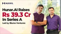 Hunar.AI founders and logo card for the Rs 39.3 crore Series A round led by Blume Ventures