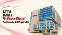 L&T Technology Services campus with the company logo, after winning a five-year Nokia R&D contract in India
