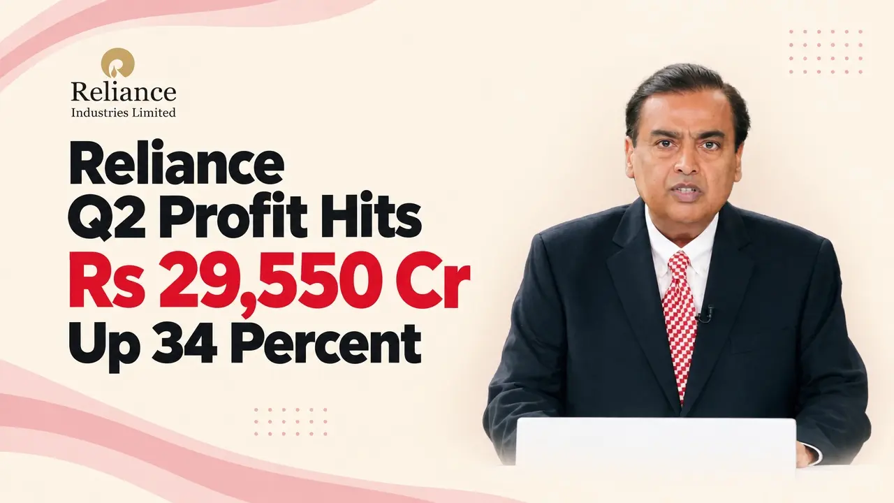 Reliance Industries chairman Mukesh Ambani, with the company logo